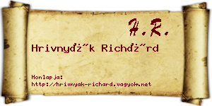 Hrivnyák Richárd névjegykártya